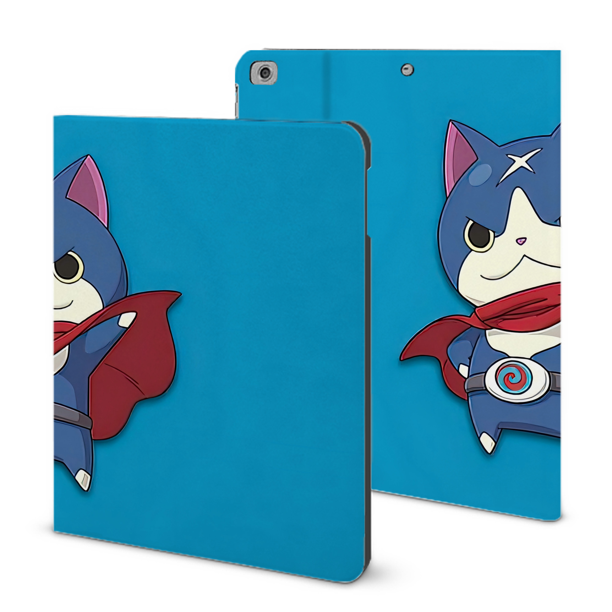 （画像用） 妖怪ウォッチ Yo-kai Watch IPad ケース ブック型 PUレザー TPU 耐衝撃 軽量 薄型 ペン収納なし 全面保護 IPad 各モデル対応
